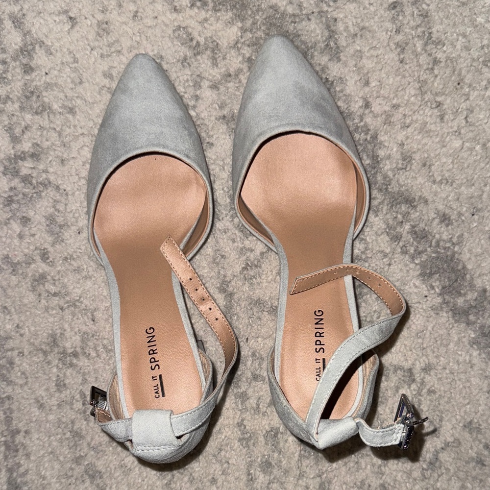 Call It Spring Women's Light Gray Ankle Strap Heels